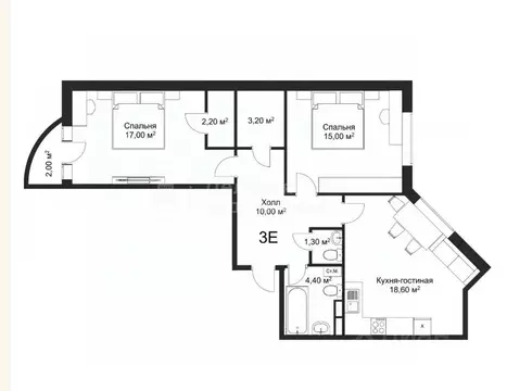 2-к кв. Новгородская область, Великий Новгород Речная ул., 18к1 (71.7 ...