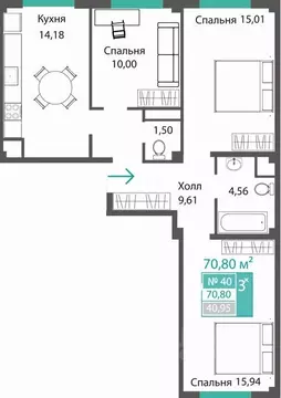 3-к кв. Крым, Симферопольский район, с. Мирное ПроПолис жилой комплекс ...