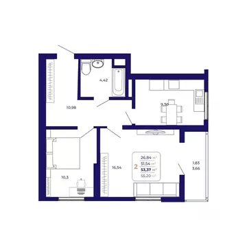 2-к кв. Башкортостан, Уфа Затон-Восточный жилрайон, Паруса жилой ...