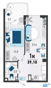 1-комнатная квартира: Агой, Конечная улица, 4 (39.1 м)