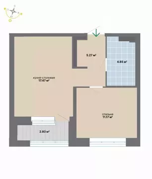 1-к кв. Свердловская область, Екатеринбург ул. Студенческая, 16 (41.69 ...