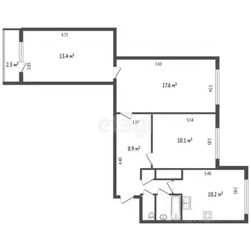 3-к кв. Санкт-Петербург просп. Испытателей, 15К1 (63.6 м)