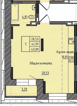 1-к кв. Саха (Якутия), Якутск 37-й кв-л,  (43.09 м)