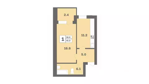 1-к кв. Башкортостан, Уфа Дагестанская ул., лит12 (41.3 м)