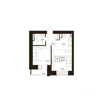 1-к кв. Башкортостан, Уфа ул. Жуковского, 19А (38.43 м)