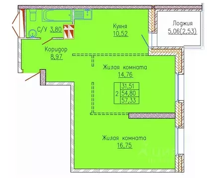 2-к кв. Приморский край, Владивосток ул. 2-я Строительная, 27 (55.0 м)