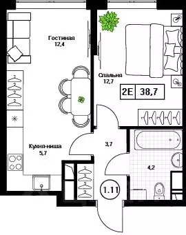 1-к кв. Московская область, Пушкино Пушкино Град жилой комплекс (38.7 ...