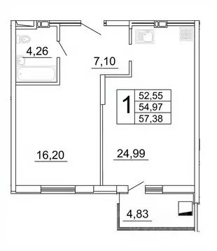 1-к кв. Самарская область, Самара ул. Дыбенко, 5 (57.29 м)