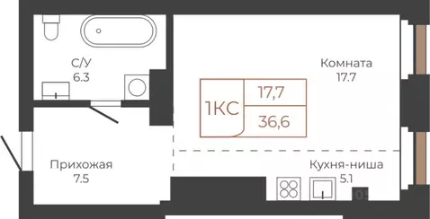 1-к кв. Алтайский край, Барнаул пл. Баварина, 8к1 (36.2 м)