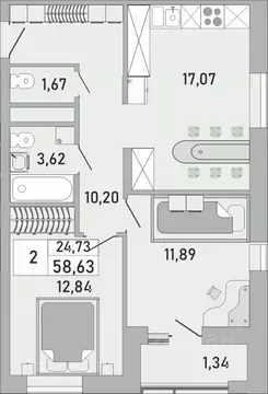 2-к кв. Башкортостан, Уфа Бакалинская ул., 9/1 (58.63 м)