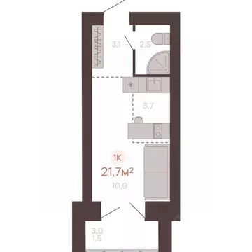 1-к кв. Алтайский край, Новоалтайск ул. Южсиба, 52А (21.9 м)