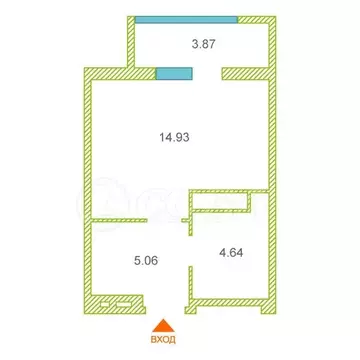 Квартира-студия: Дударева, улица Сергея Джанбровского, 3 (24.6 м)