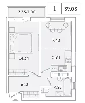 1-к кв. Ленинградская область, Мурино Всеволожский район, ул. ...