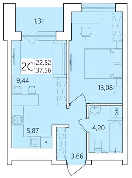 2-к кв. Башкортостан, Уфа ул. Пожарского, 237 (37.56 м)