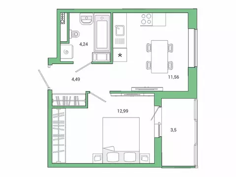 1-комнатная квартира: городской посёлок Янино-1, Лесная улица, 9к3 ...