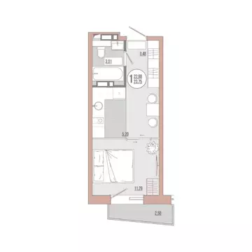 Студия Приморский край, Владивосток ул. Адмирала Юмашева (23.75 м)