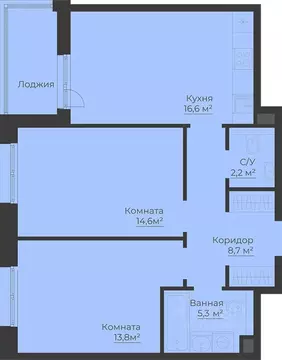 2-к кв. Ярославская область, Рыбинск Западный п/р, Малиновский Квартал ...