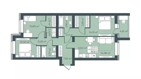 4-к кв. Воронежская область, Бобров  (88.28 м)