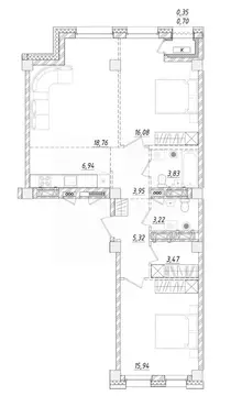 2-к кв. Приморский край, Владивосток ул. Достоевского (77.86 м)