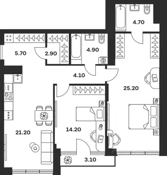 2-к кв. Тульская область, Тула ул. Фридриха Энгельса, 62 (86.0 м)