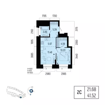 2-к кв. Башкортостан, Уфа Глумилино-1 мкр, Новатор жилой комплекс ...