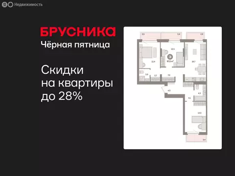 3-комнатная квартира: Екатеринбург, жилой район Сортировочный, ...