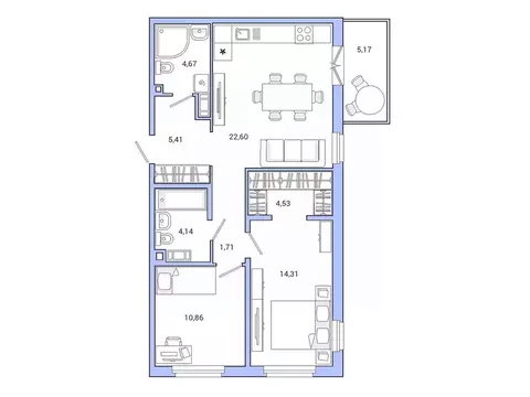 2-к кв. Ленинградская область, Гатчина ул. Чехова, 39 (70.0 м)