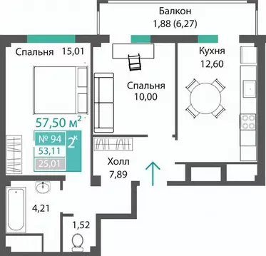 2-к кв. Крым, Симферопольский район, с. Мирное ПроПолис жилой комплекс ...
