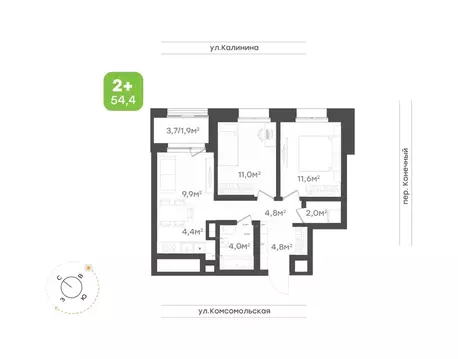 3-к кв. Хабаровский край, Хабаровск Клубный Дом на Калинина жилой ...