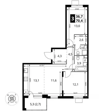 3-к кв. Московская область, Химки Подрезково мкр, 1-й Шереметьевский ...
