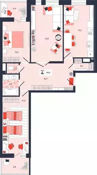 4-к кв. Тульская область, Тула ул. Академика Насоновой, 1А (99.6 м)