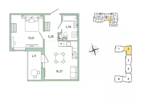 1-к кв. Ленинградская область, Гатчина Въезд мкр,  (42.55 м)