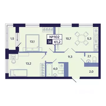 3-к кв. Саха (Якутия), Якутск ул. Новопортовская, 1А/1 (61.2 м)