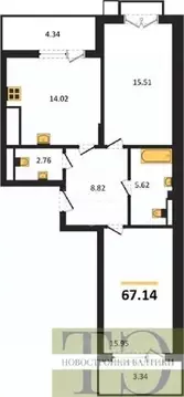 2-к кв. Калининградская область, Гурьевский муниципальный округ, пос. ...
