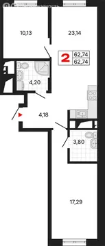 2-комнатная квартира: Екатеринбург, Комсомольская улица, 72А (62.74 м)