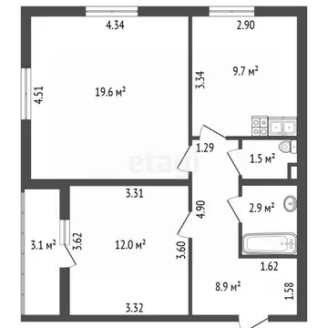 2-к кв. Санкт-Петербург просп. Королева, 59к2 (57.7 м)