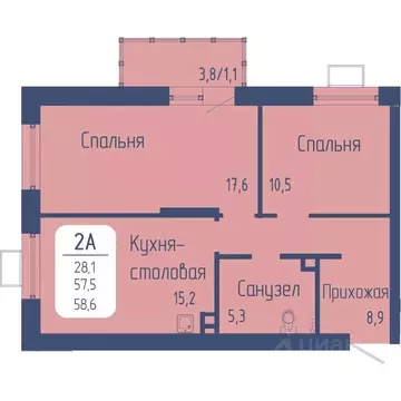2-к кв. Красноярский край, Красноярск Свободный просп. (58.6 м)