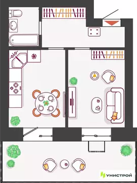 1-к кв. Самарская область, Тольятти бул. Итальянский, 2 (44.64 м)