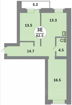 3-к кв. Красноярский край, Красноярск Соколовская ул., 52 (63.2 м)