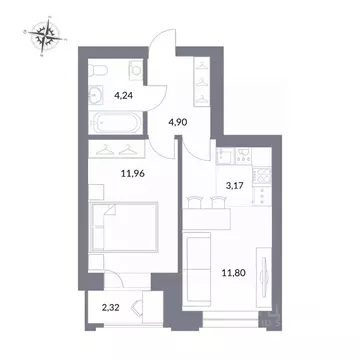 2-к кв. Новосибирская область, Новосибирск ул. Державина, 50 (38.4 м)