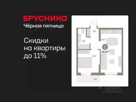 1-к кв. Курганская область, Курган Центральный жилрайон, Дом Кино ...