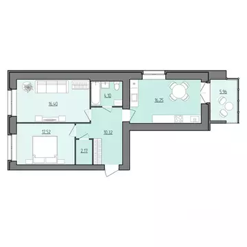 2-к кв. Ярославская область, Рыбинск Февральская ул. (64.74 м)