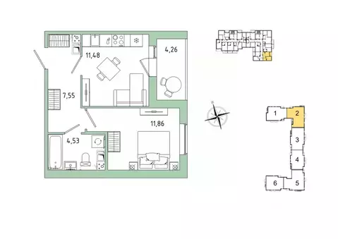 1-к кв. Ленинградская область, Гатчина Въезд мкр,  (37.55 м)