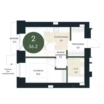 2-к кв. Красноярский край, Красноярск Калина Долина жилой комплекс ...