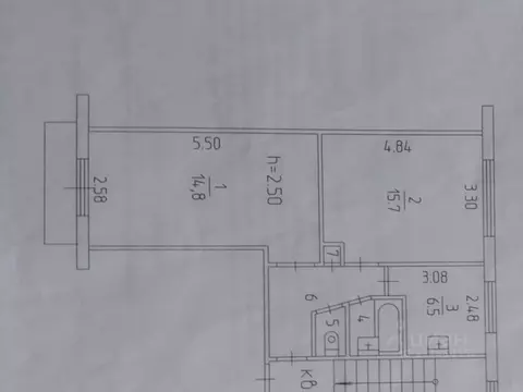 2-к кв. Пермский край, Пермь ул. Васнецова, 3 (45.0 м)