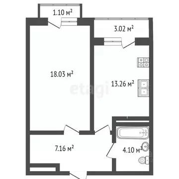 1-к кв. Крым, Симферопольский район, с. Мирное ул. Славы, 50к3 (44.39 ...