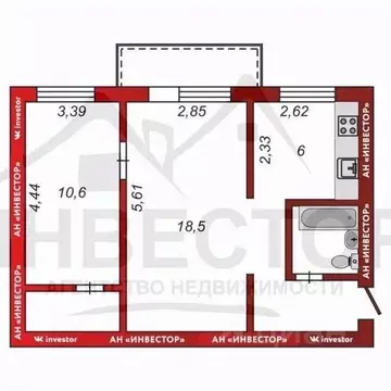 2-к кв. Челябинская область, Челябинск ул. Комаровского, 1 (44.8 м)