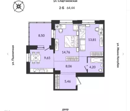 3-к кв. Иркутская область, Иркутск Пшеничная ул., 15/1 (64.44 м)