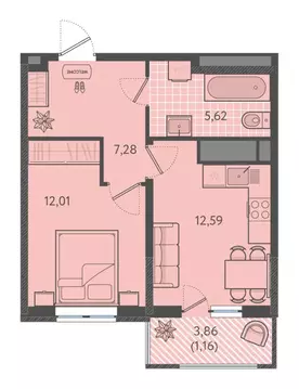 1-к кв. Краснодарский край, Краснодар Теплые Края жилой комплекс ...