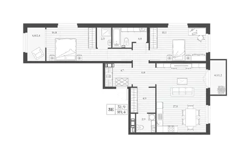 2-к кв. Дагестан, Дербент ул. Сальмана (89.4 м)